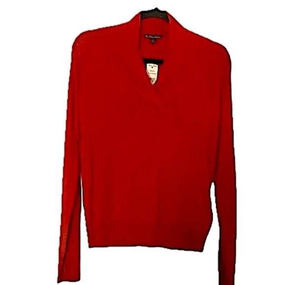 Brooks Brother Wm Sz S Cashmere Sweater Lightweight  V-Neck Red Long Sleeve  NEW - Picture 1 of 10